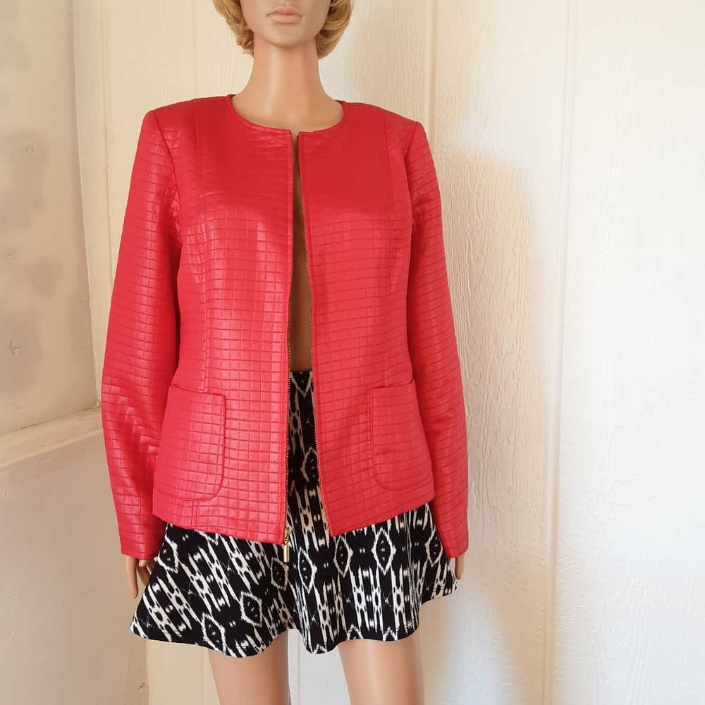 Valerie Steven's #458 Women's Jacket Lined Red Sz L Preowned Good Condition